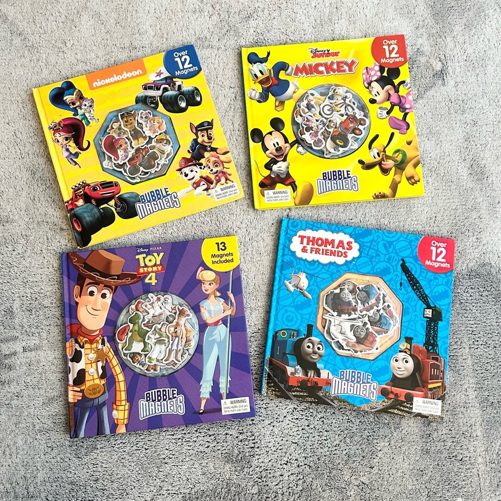 🌸DISNEY/NICKELODEON Kids Bubble Magnets Board Books Set